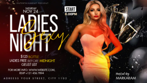 黑色 Ladies Night Party Facebook-covervideo Template