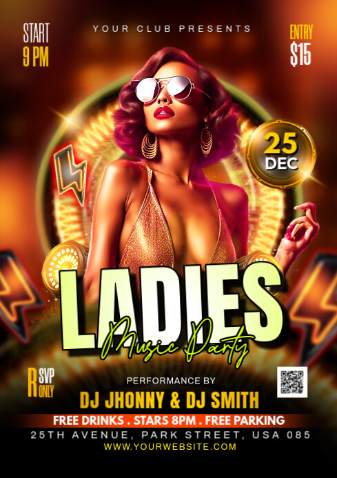 Ladies Night Music Party Flyer A4 template
