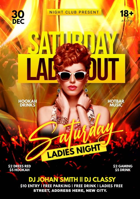 ladies night out party flyer (1) A4 template