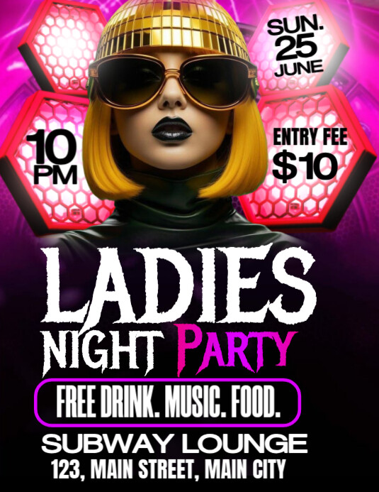 ladies night party Pamflet (VSA Brief) template