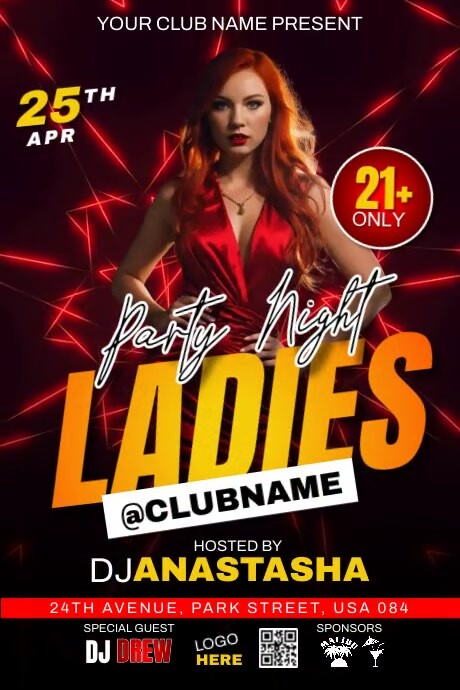 Ladies Night Party Plakat template