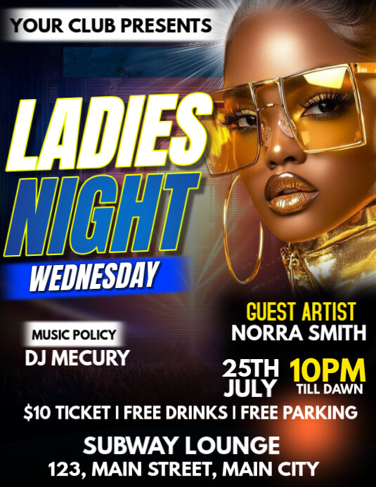 ladies night party Pamflet (VSA Brief) template