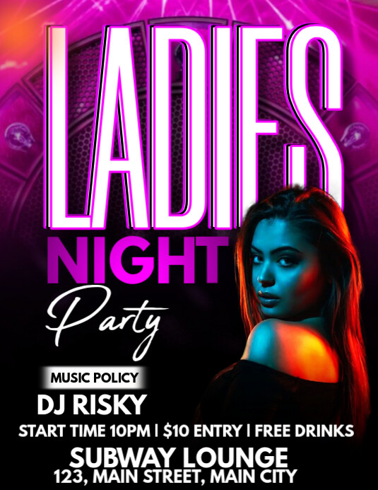ladies night party Folheto (US Letter) template