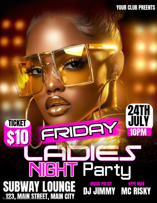 ladies night party Pamflet (VSA Brief) template