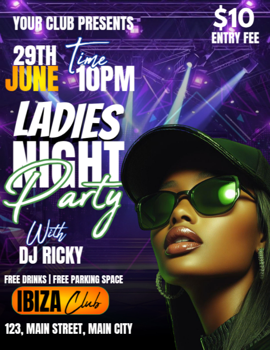 ladies night party Flyer (US Letter) template