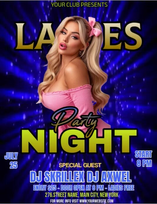 Ladies Night Party Flyer (Letter pang-US) template