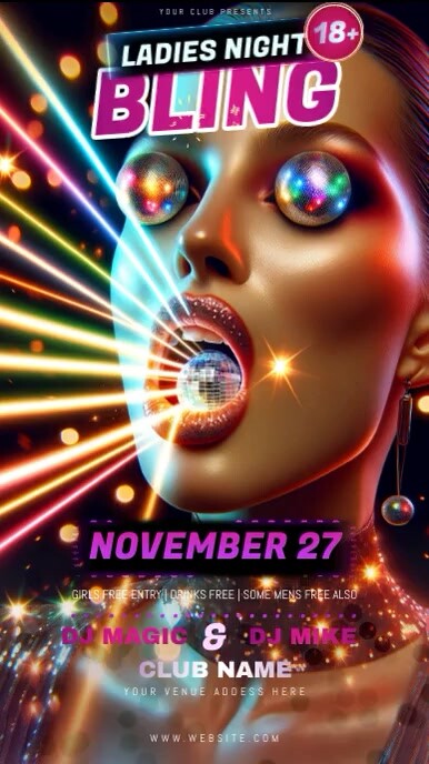 LADIES NIGHT PARTY FLASHY Template | PosterMyWall