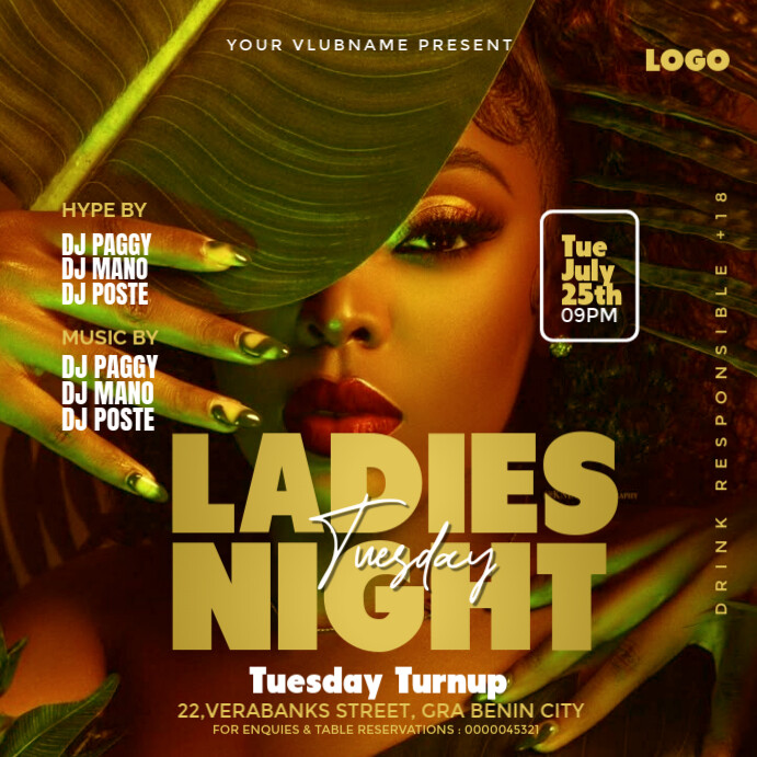 Ladies night party flyer Publicação no Instagram template