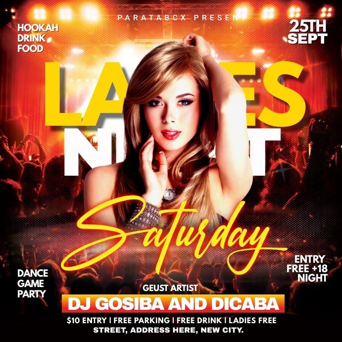 ladies Night Party Flyer Design Pos Instagram template