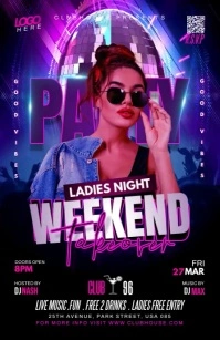 ladies night party flyer Tabloide template