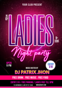 Ladies night party poster A4 template