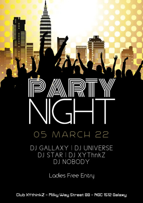 Party Night Poster Flyer City Lights Template | PosterMyWall