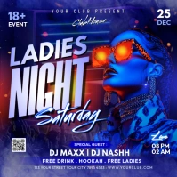 Ladies Saturday Night Party Flyer Square (1:1) template