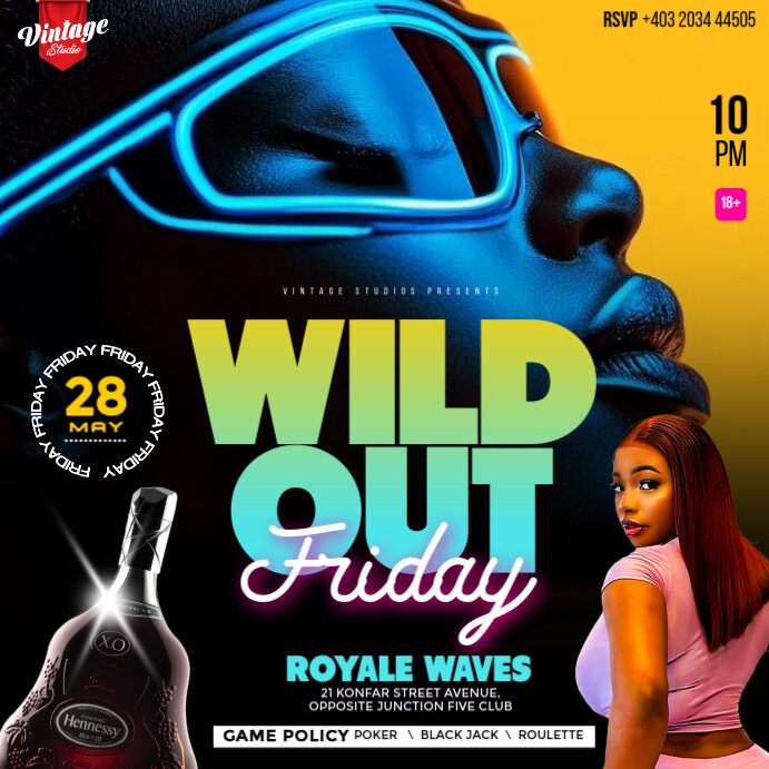 Ladies Wild Out Night Party Flyer for Social Media Publicação no Instagram template