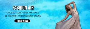 Blue Lady in light dress for fashion collection ad Twitter-header Template