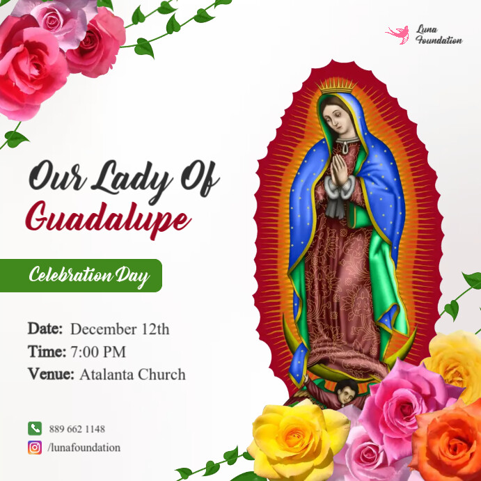 Lady of Guadalupe Day Celebration Day Post Wpis na Instagrama template