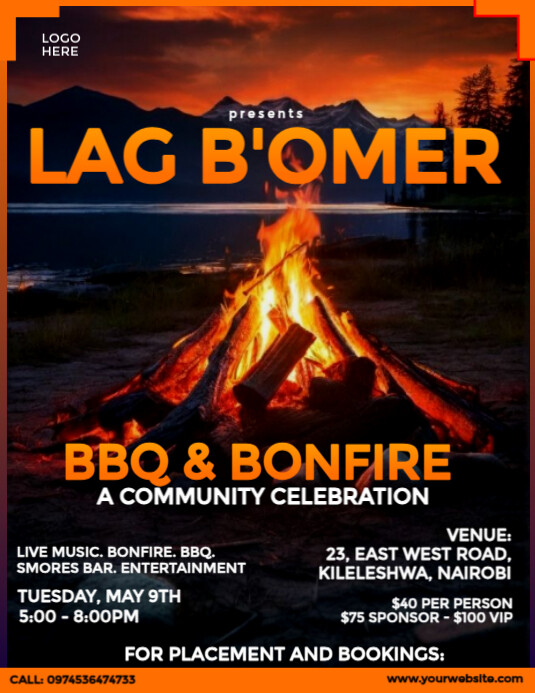 Lag B'Omer Event Flyer Ulotka (US Letter) template