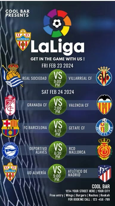 LALIGA 2023 SCHEDULE, SPAIN football video, Instagram Story template