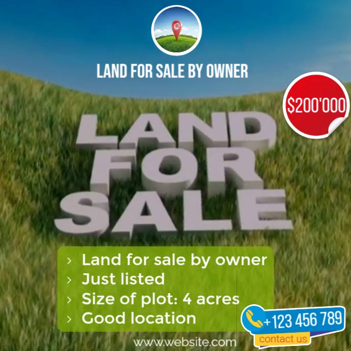 land for sale by owner Template | PosterMyWall