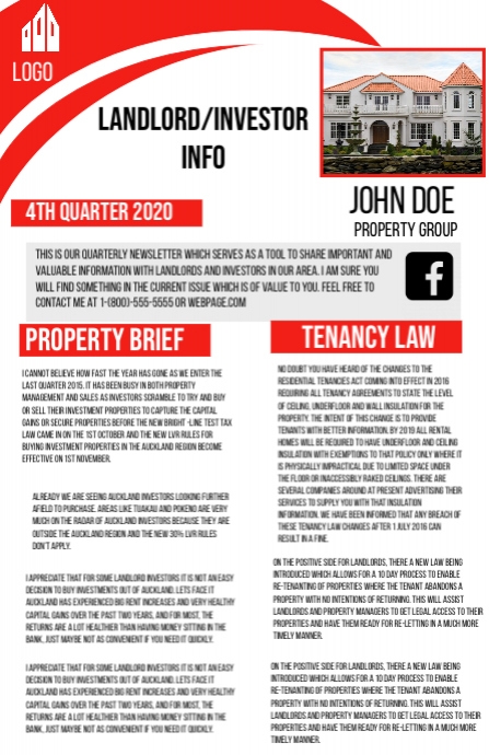 Investment Company Newsletter Template Word Publisher