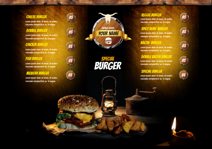 LANDSCAPE of SPECIAL BURGER MENU A4 template