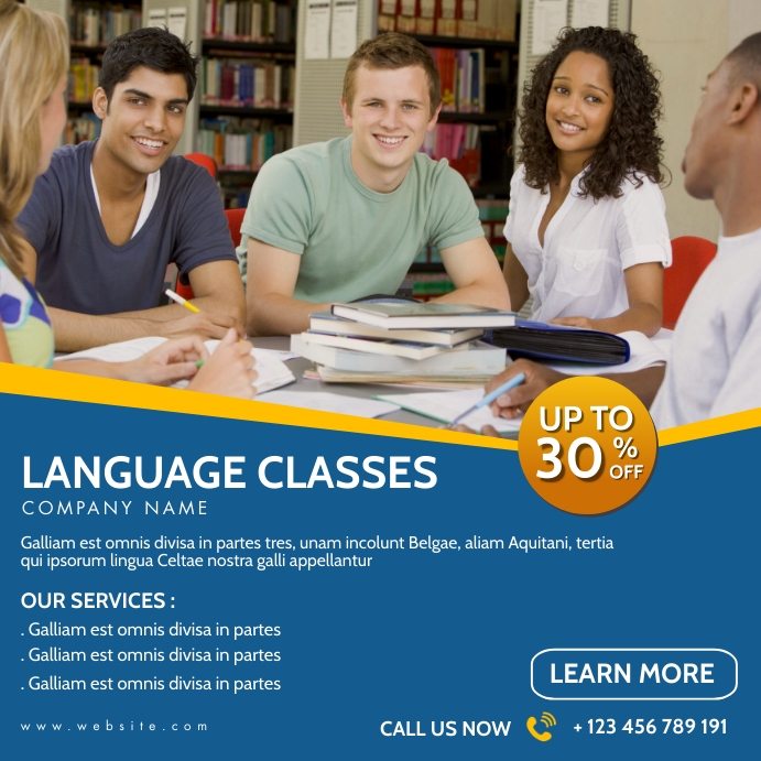 Language Learning App Ad Posts language classes generic instagram post adver Template | PosterMyWall