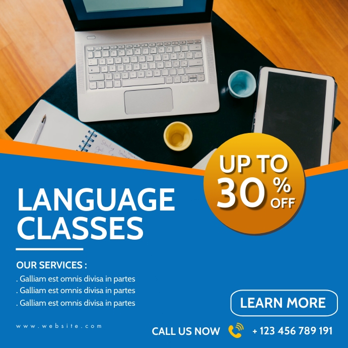 Language Learning App Ad Posts Copy of language classes instagram post advertisement | PosterMyWall