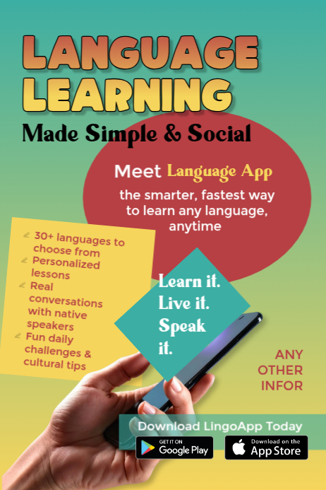 Language Learning App Advert Templat | PosterMyWall