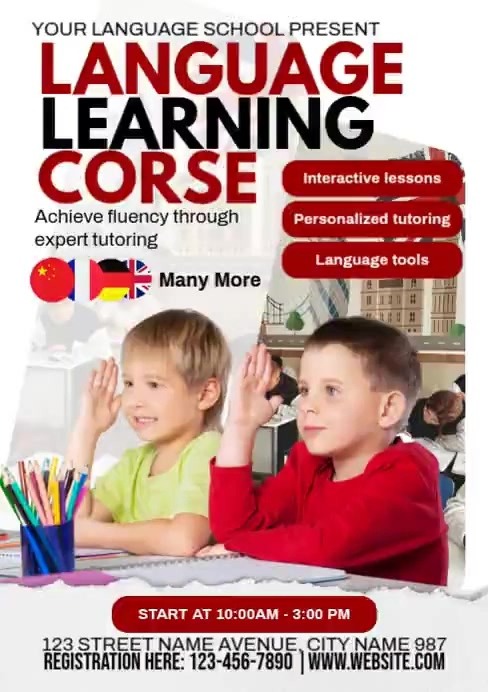 Language Learning Course Template | PosterMyWall