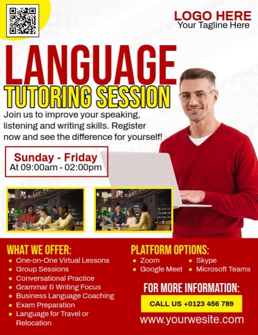 Language Session Language Tutoring Session Template | PosterMyWall
