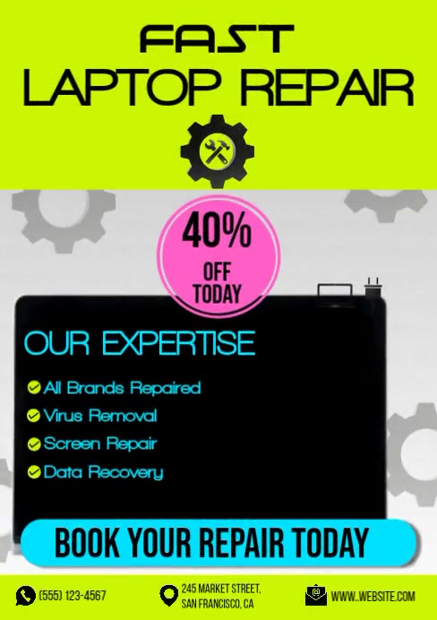 Laptop and Computer Repair Services A5 Animated Template | PosterMyWall
