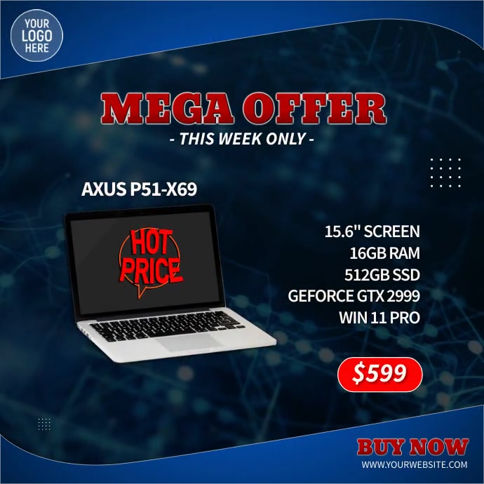 Copy of Laptop Computer Sale Offer Square Video | PosterMyWall