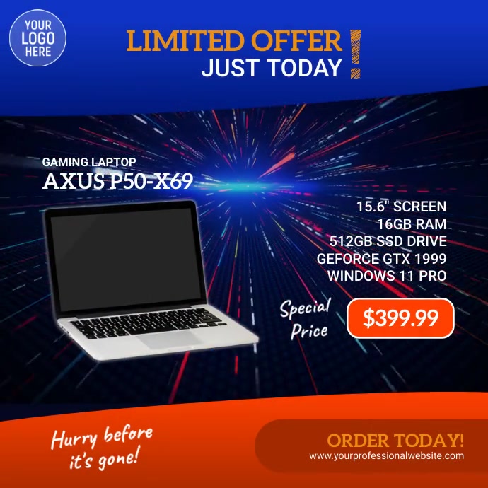 Laptop Computer Sale Offer Square Video Template | PosterMyWall
