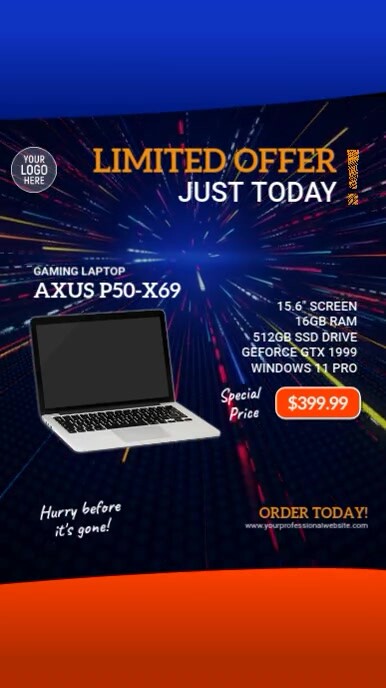 Laptop Computer Sale Offer Video Ad Instagram Story template