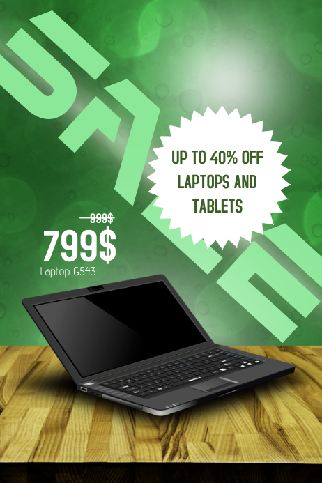 laptop electronics sale poster template