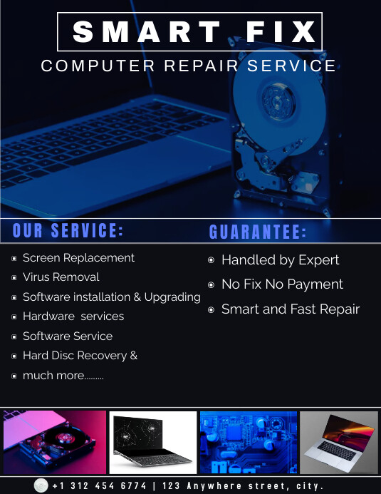 Computer Fix Flyer Laptop fix flyer Template | PosterMyWall