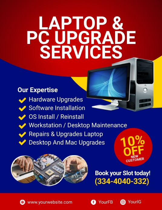 Laptop PC Upgrade Service Flyer Template | PosterMyWall