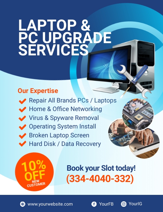 Laptop PC Upgrade Service Flyer Template | PosterMyWall