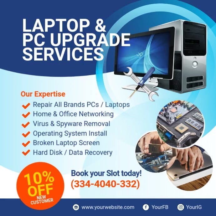 Laptop PC Upgrade Service Instagram Template | PosterMyWall