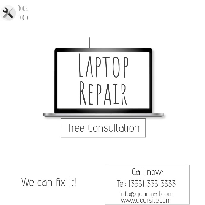 Laptop repair drawings video ad Kwadrat (1:1) template