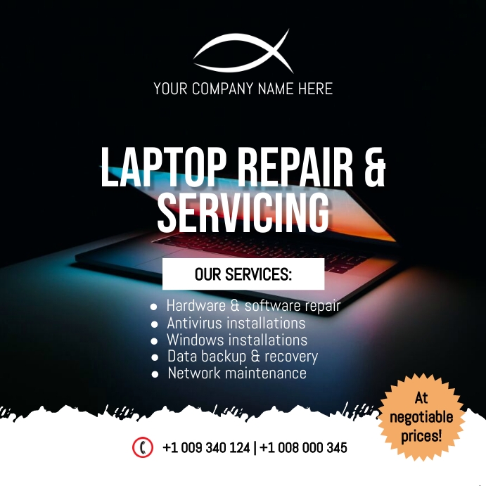 Computer Fixing Poster LAPTOP REPAIR SERVICES POSTER Template | PosterMyWall