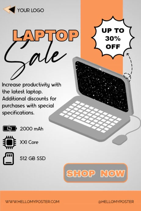 White Laptop Sale Posters Template | PosterMyWall