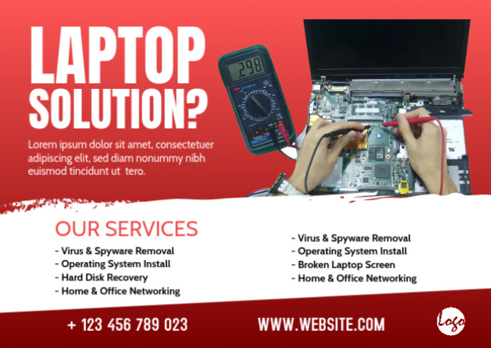 Computer Banner Ad Examples Laptop Solution Banner ad Template | PosterMyWall