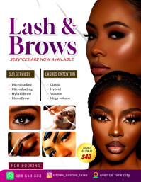 Lash & brows lashes product eye make up saloon spa studio services online poster flyer template Volante (Carta US)