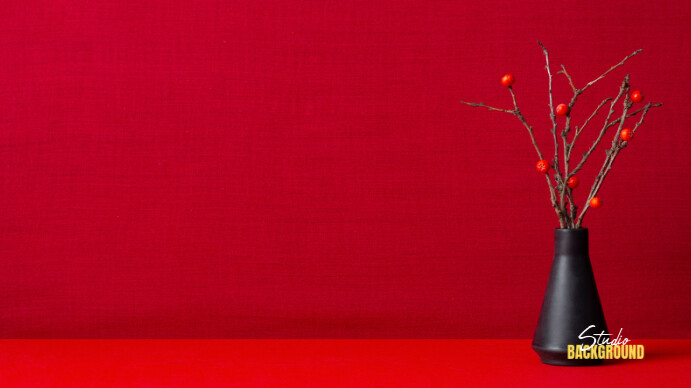 Latest wine red aesthetic background with branches vase Digitale Vertoning (16:9) template