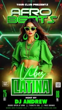 Latin Afro Beats Night Video Flyer Instagram Story template
