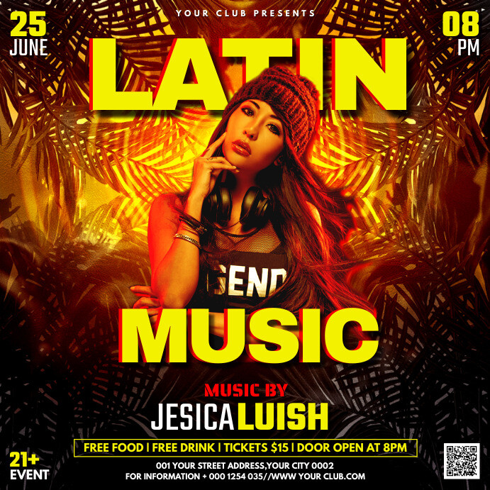 latin music party flyer Instagram Post template