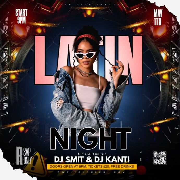 Latin night Instagram Post template