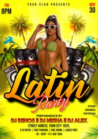 latin night party flyer A6 template