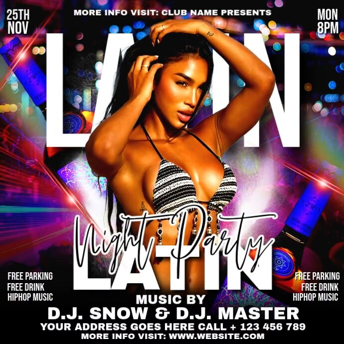 Latin Night Party Flyer Instagram 帖子 template